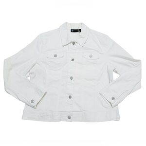 Relativity White Stretch Denim Jacket Women’s Size XL Button Front Cotton Blend